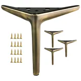 WATAOW 10-25cm Metall Möbelfüße 4 Stück, Dreieckige Füße Ersatz Kommodenbeine, Moderne DIY Sofa Schrank Beine mit Schrauben und Gummipads(Bronze,12cm/4.7")