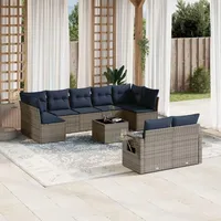 vidaXL Gartensofa-Set 10-tlg. grau