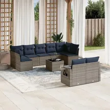 vidaXL Gartensofa-Set 10-tlg. grau