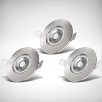 B.K.Licht - 3er Set LED IP44, warmweiß, Matt-Nickel