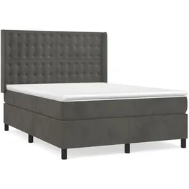 vidaXL Boxspringbett 140 x 200 cm Dunkelgrau