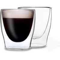 DUOS® Espressotassen Glas 2x80ml, Doppelwandige Gläser Latte Macchiato, Doppelwandige Kaffeegläser, Teegläser, Cappuccino Gläser, Eiskaffee Gläser Thermogläser doppelwandig, Latte Macchiato Gläser Set