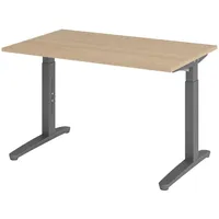 Bümö Schreibtisch Eiche, Graphit, Nachbildung,Eiche, Rechteckig, 120x74x80 cm, FSC