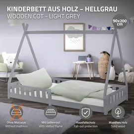 ML-Design Kinderbett Tipi 90 x 200 cm Kiefer grau