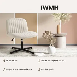 IntimaTe WM Heart Bürostuhl ohne Armlehnen, Drehstuhl ohne Rollen, Schreibtischstuhl mit Stoffpolsterung,Gepolsterter Stuhl mit mittlerer Rückenlehne für Haus,Büro,Schlafzimmer Beige