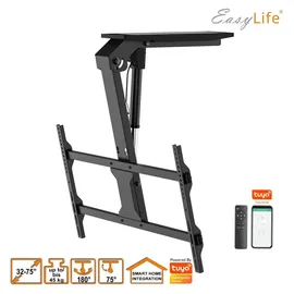 Easy Life EasyLife - TV Deckenhalter V2 Smart Home elektrisch schwenkbar drehbar, 37 bis 75 Zoll VESA 600x400, Schwarz