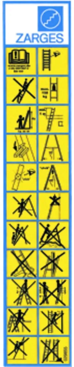 UVV-konformes Hinweisschild für Leitern und Tritte von ZARGES - Sicherheitszubehör für Treppen und P