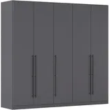 rauch Kleiderschrank Drehtürenschrank Schrank Garderobe Wäscheschrank Schlafzimmer AVOLA (in 3 verschiedenen Ausstattungen BASIC/CLASSIC/PREMIUM) mit hochwertigen Stangengriffen in Schwarz aus Metall MADE IN GERMANY grau 226 cm x 210 cm x 54 cm