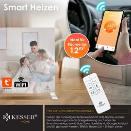 Kesser KESSER® Infrarotheizung Spiegelheizung Energiesparend 2in1 Standgerät & Wandmontage Elektroheizung mit Erkennung Offener Fenster + Fernbedienung & App-Steuerung Thermostat Infrarot Heizpaneel