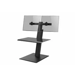 Humanscale QuickStand Eco Steh-Sitz Arbeitsplatz mit 2-fach Monitorhalter, schwarz