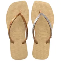 Havaianas Slim Square Magic Sequin Zehensandalen Damen Beige/Gold - 37/38 - Zehensandalen Shoes - 37/38 EU