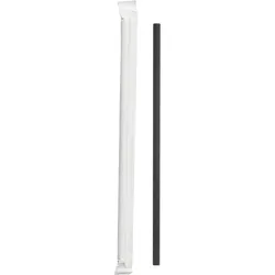 WISEFOOD 500 Strohhalme - Papier Strohhalme Ø 6x200mm schwarz einzeln verpackt - Trinkhalm Pappe