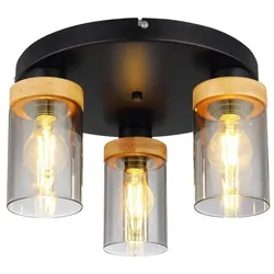 Globo15557-3D Deckeneinbauleuchte Finca 3x40W | E27 - Schwarz, Holz, Rauch