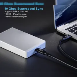 Renkforce USB-Kabel USB4® USB-C® Stecker, USB-C® Stecker 1.00 m Schwarz Aluminium-Stecker RF-5235978