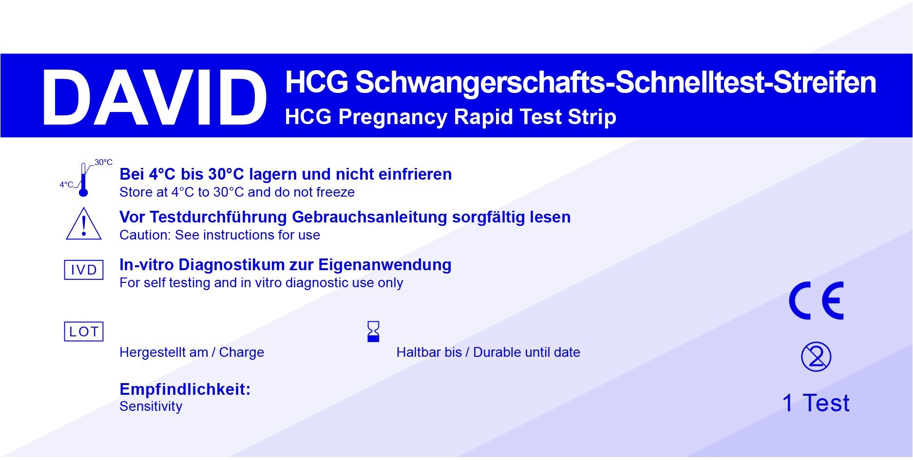 David Schwangerschaftstests Streifen HCG Schnelltest 15 Pk