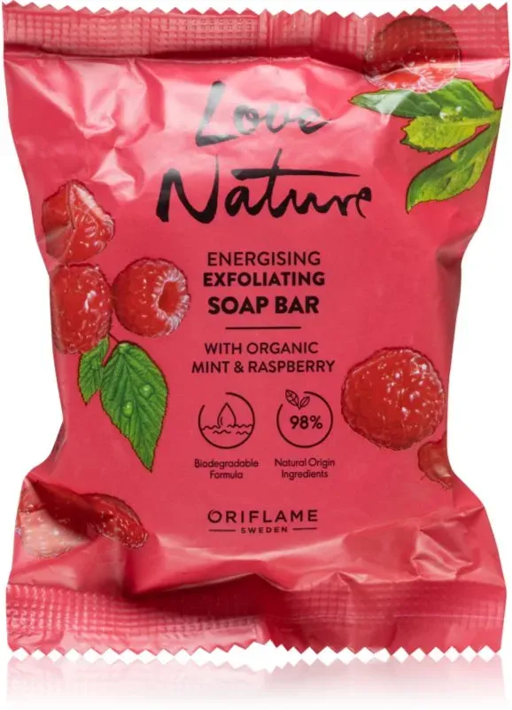 Oriflame Love Nature Organic Mint & Raspberry feste Reinigungsseife 75 g