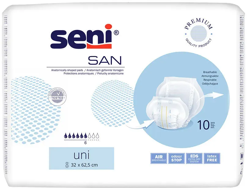 Seni San Uni 10er Pack Inkontinenzvorlagen 8 x 10 = 80 Stück