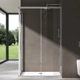 doporro Ravenna16L Eckdusche mit Schiebetür 100 x 100 cm silber Klarglas