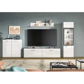 Home Affaire Wohnwand HOME AFFAIRE "FLORENZ, 4-teilige Wohn-Kombination, hochwertige MDF-Front", weiß hochglanz tiefzieh, B:305cm H:160cm T:41cm, Holzwerkstoff, Kastenmöbel-Sets, Wohnwand, Wohn-Kombination, Wohnzimmer-Möbel, Wohnzimmer,Kombination, Kombi