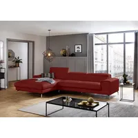 Ecksofa W.SCHILLIG "piedroo, Designsofa mit tollem Sitzkomfort, elegant und bequem, L-Form", rot (ruby rot z59), B:343cm H:70cm T:193cm, Longlife Xtra-Leder Z59: Glattleder mit modischer Prägung. Hautstärke 0, 9 - 1, 1 mm, Sofas, Kopfteilverstellung, wahlweise mit Sitztiefenverstellung, Breite 343cm