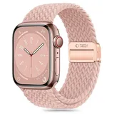 techprotect TECH PROTECT Armband (Armband, Einzelartikel), Geflochtenes Nylonarmband mit Magnetverschluss für Apple Watch 4 / 5 / 6 / 7 / 8 / 9 / SE Ultra 1 / 2 (42 / 44 / 45 / 49 mm) – Pink
