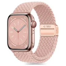 techprotect TECH PROTECT Armband (Armband, Einzelartikel), Geflochtenes Nylonarmband mit Magnetverschluss für Apple Watch 4 / 5 / 6 / 7 / 8 / 9 / SE Ultra 1 / 2 (42 / 44 / 45 / 49 mm) – Pink