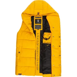 Navahoo Steppweste NAVAHOO "Madilynaa", Damen, Gr. S (36), gelb, Oberstoff: 100% Polyester; Futter: 100% Polyester; Wattierung: 100% Polyester, oversize ca. Mitte Oberschenkel, V-Ausschnitt, Westen Steppweste, stylische ärmellose Damen Weste mit Kapuze