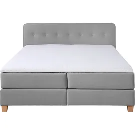 Home Affaire Boxspringbett »Fargo« inkl. Topper, in 3 Matratzenarten, in Samt- oder Strukturstoff grau