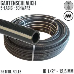 12,5 mm 1/2 5-lagig PVC Garten Wasser Bewässerung Universal Schlauch schwarz - ..."