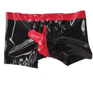 Rvlaugoaa Herren Latex Unterhosen Latex Boxer Shortes,Kurze Hosten Latex Slips Latex Höschen Latex Unterwäsche (6XL) - 6XL