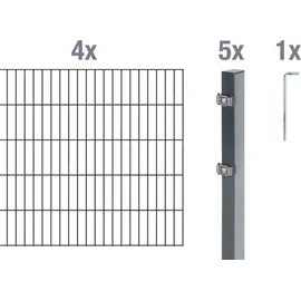 GAH Alberts Alberts Komplettset Doppelstabmattenzaun anthrazit, 2 m, Matten, Höhe 160 cm, Länge 8 m