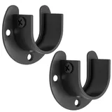 SAYAYO Kleiderstangen Halterung Stangenhalterung Edelstahl Verstellbar für Kleiderstangen mit 26mm Durchmesser Rundrohr Halterung Schwarz für Kleiderschrank, Balkon, Badezimmer, EFL8001UB-2P