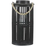Beliani Laterne Weidenholz/Glas Höhe 40 cm schwarz