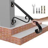 55,1 cm Außentreppen-Handläufe, 1–2 Stufen, Treppengeländer, Wandmontage, Schmiedeeisen-Handlauf, Treppen-Haltegriff, robuster Metall-Kunst-Handlauf für Außentreppen, Veranda, Garage