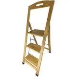 Bambus Haushaltsleiter - 3 Stufen - GARDINGER Trittleiter Stehleiter Klapptritt