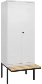 C+P PSA Doppel-Spind Classic PLUS, Bank, 2 Abteile, 2120x800x815mm, 9016/9016 Verschluss Sicherheits-Drehriegel Sitzbanktyp auskragend Material Sitzfläche Buche-Hartholz
