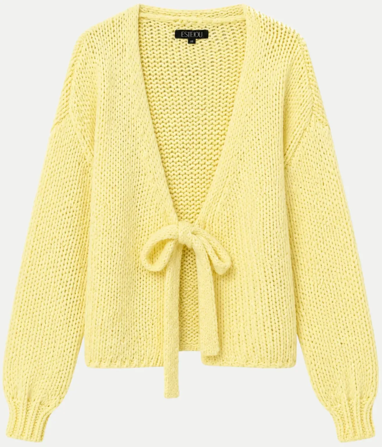 Strickjacke mit Bindeband Gelb XS