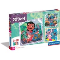 CLEMENTONI Stitch Puzzle 3 x 48 Teile - Puzzle Disney 32 x 22 cm für Kinder ab 5 Jahre - buntes Kinderpuzzle mit besonderer Leuchtkraft & Farbintensität 25321