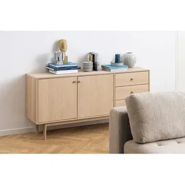 Actona GROUP "Aston", weiß (weiß pigmentiert eiche), Holz, Eiche, vollmassiv,furniert,furniert, 2 Türen, 2 Böden, 3 Schubladen, 160 cm Holzmöbel, Kleinmöbel Holz, Holzkommoden, Sideboards, Holz