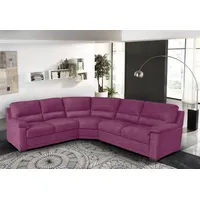 Ecksofa EGOITALIANO "Doris, modernes Designerecksofa in hochwertigen Microfaserqualitäten", pink (fuchsia), B:266cm H:90cm T:246cm, Luxus-Mikrofaser BLUSH (100% Polyester) ist ein innovatives Mikrofasergewebe mit wasser- und fleckenabweisenden Eigenschaften. Sie verhindert das Eindringen von Flüssigkeiten und Ölen in das Textilgewebe. Mit einer neutralen Seifenlösung können Flecken von Kaffee, Tee, Wein, Fruchtsaft, Marmelade, Schokolade, Ketchup und anderen eiweiß- und fruchtsäurehaltige Lebensmitteln