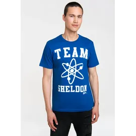 LOGOSHIRT T-Shirt "Team Sheldon", Herren, Gr. S, blau, 100% Baumwolle, bedruckt, normal, Rundhals, Shirts T-Shirt, mit großem Frontprint