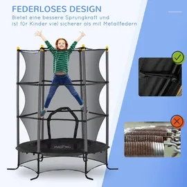 Homcom Kindertrampolin 163 cm inkl. Sicherheitsnetz Schwarz