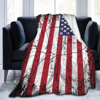 Lsjuee 3D-Drucker DIY Novely Amerikanische Flagge USA-Flagge Ultraweiche Micro-Fleece-Decke Klimaanlage Decke für Mädchen Frühling, leichte Dicke Flanell-Fleece-Überwurfdecken für Zuhause