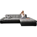 DOMO collection Ecksofa »Moric, L-Form, XXL-Sofa - Breite 300cm«, wahlweise mit Bettfunktion und Armteilverstellung, schwarz-weiß-grau grau