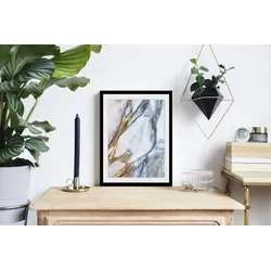 queence Bild »Hollywood«, Abstrakt-Figuren-Kunst-Gemälde-Marmor, (1 St.), HD Premium Poster-Druck inkl. Holzrahmen queence Farbe Rahmen: schwarz + Farbe Bild(er): blau