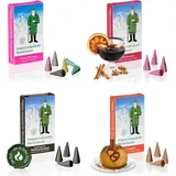 Crottendorfer Räucherkerzen Crottendorfer 4er Set Räucherkerzen Erzgebirgischer Weihnachtsduft/Bunte Mischung/Kaminzauber/Zimtapfel - Inhalt jeweils 24 Stück, Größe M (Sta...