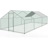Yakimz 3x6x2m Hühnerstall Hühnerhaus verzinktem Hasenkäfig Geflügelstall Käfig Dach - Silber
