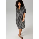 aniston plus Blusenkleid Schwarz/Weiß 48