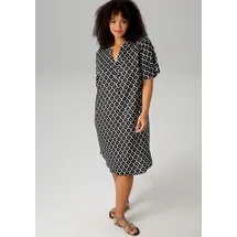 aniston plus Blusenkleid Schwarz/Weiß 48