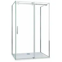 Duschparadies U-FORM Duschkabine 125 x 80 x 80 cm U-Duschkabine Höhe 195cm Schiebetür 8mm NANO Glas Dusche U-Kabine